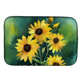 Kentucky Goldenrod in Watercolor Dish Drying Mat Absorbent Dish Drying Mat Pad for Kitchen Counter Dish Drainer Mat for Countertop, 14 x 21", Mul (Option: Default)