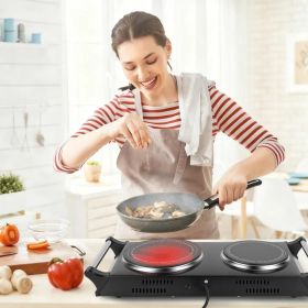 Dual Hot Plate Electric Cooktop - 800W+1000W Power, 6.3in+7.5in Silicon Crystal Glass Plates, 5 Stepless Heating Gears, Thermostat Control & Easy (Option: Double)
