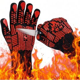 BBQ Gloves, 1472 F Heat Resistant Oven Mitts With Silicone Grip, Protective Cooking Gloves For Grilling, Baking  Kitchen Use (Option: MULTI)