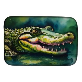 Alligator Dish Drying Mat Absorbent Dish Drying Mat Pad for Kitchen Counter Dish Drainer Mat for Countertop, 14 x 21", Multicolor (Option: Default)