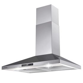 30 Inch Range Hood Wall Mounted 450 CFM Touch Panel Kitchen Stainless Steel Vented (Option: 30inch)